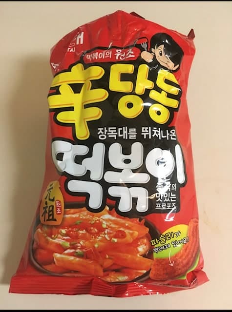 Korean tteokbokki chips snack bag.