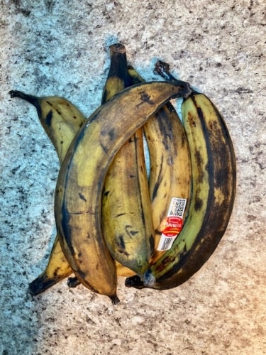Ripe Plantains on a Counter for Boiled Plantain Recipes