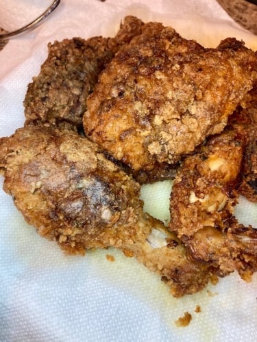 Pile of fried chicken for Jamaican fried chicken recipe.