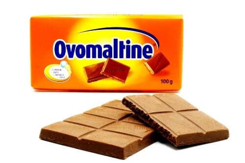 Ovomaltine Chocolate Bar from Switzerland displayed on a white background.