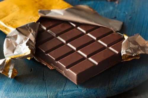Closeup of chocolate bar representing Indian chocolate brands.
